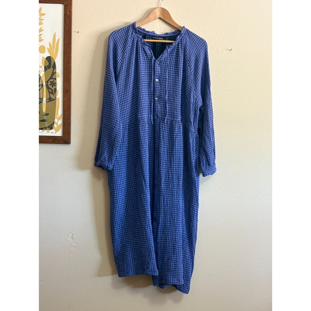 100% Cotton Fall Winter Gudrun Sjödén Blue Checked Dress XL